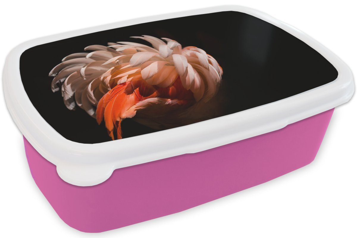 - Makro, Federn Kunststoff (2-tlg), - Erwachsene, rosa Kinder, Licht Snackbox, Brotbox Flamingo - Lunchbox Brotdose für Mädchen, Kunststoff, MuchoWow