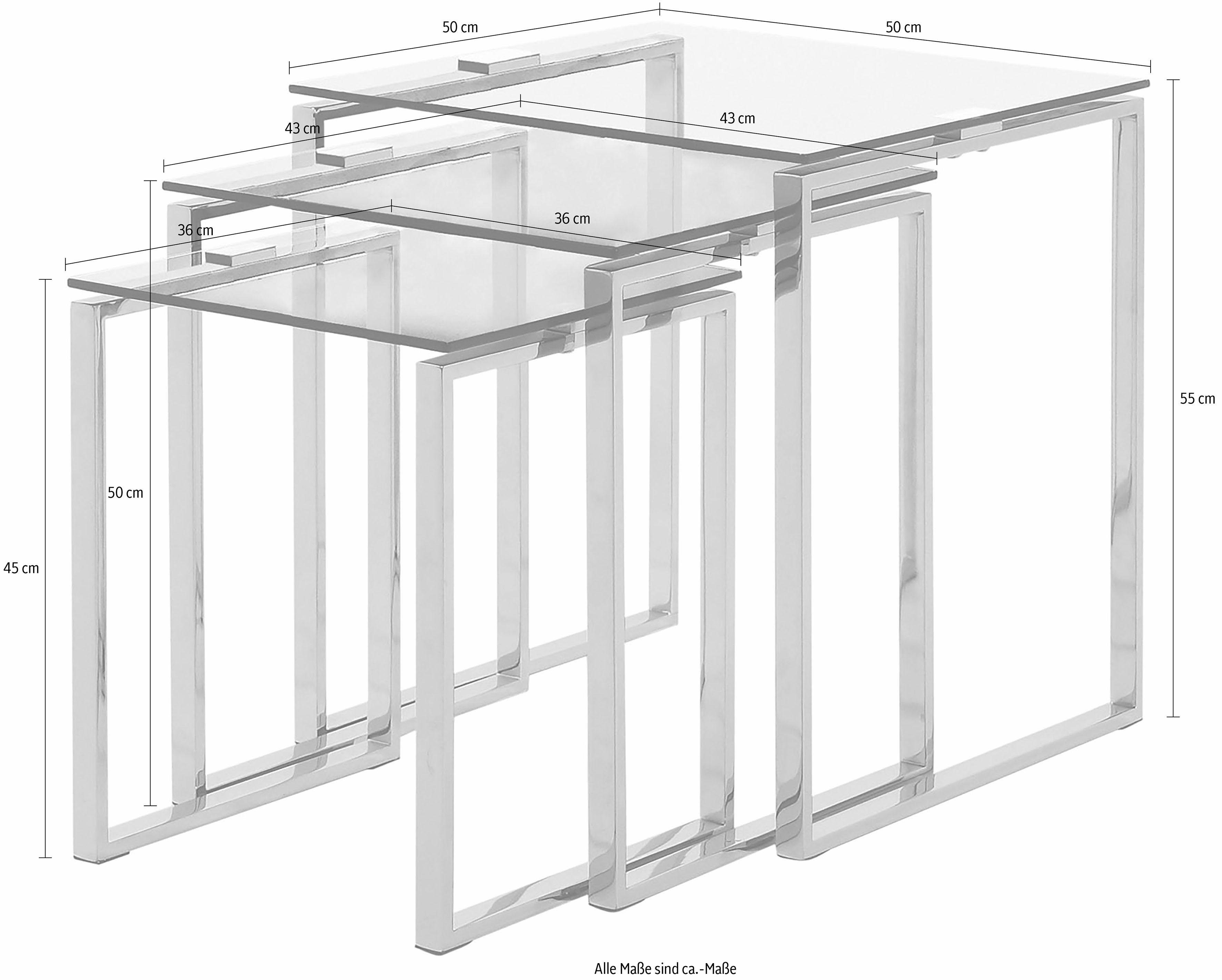 ACTONA GROUP Beistelltisch Chromgestell und mit aus (Set), klarem einer Glastischplatte Karina Glas