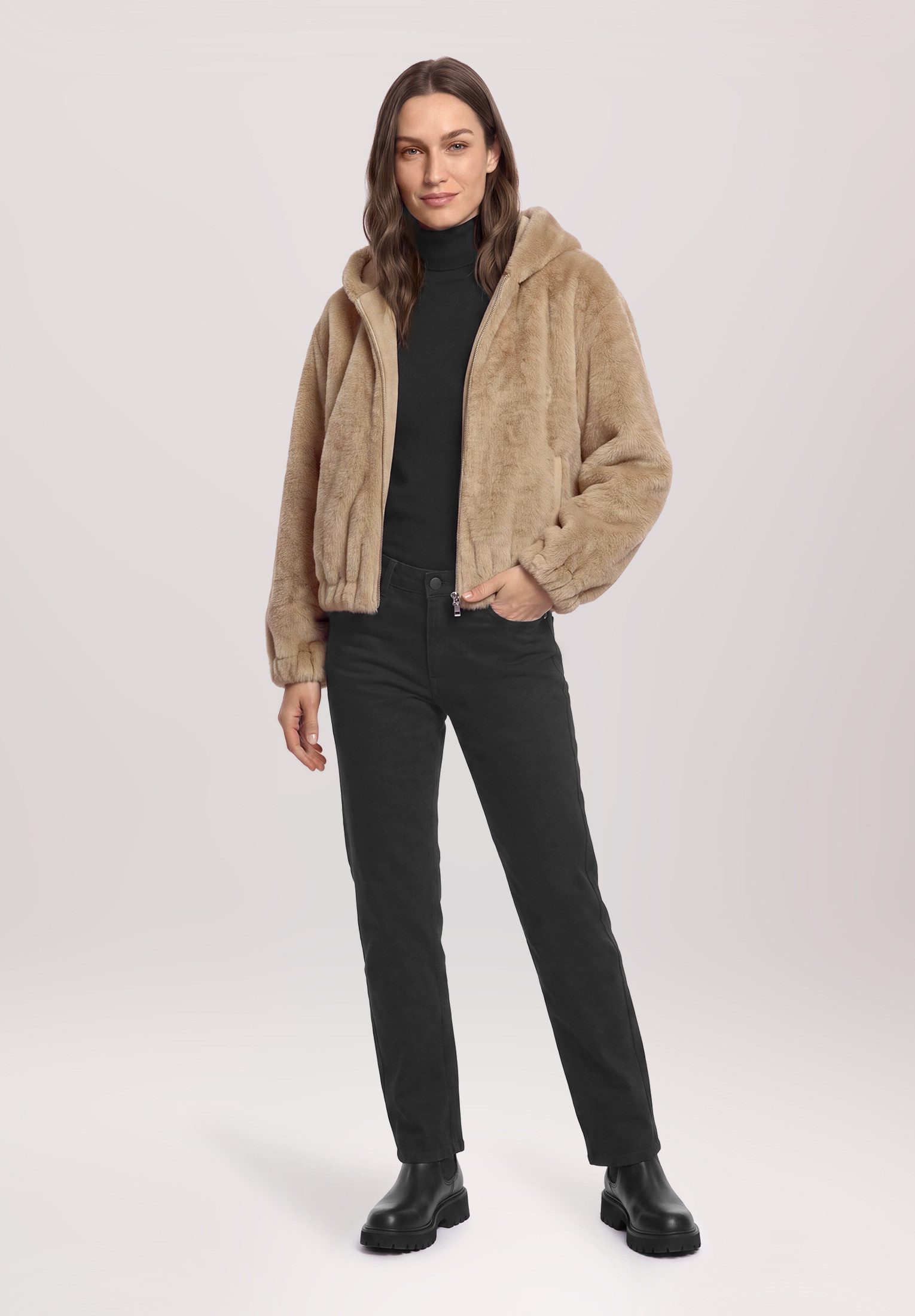 Gil Bret Plüschjacke Damen mit Kapuze