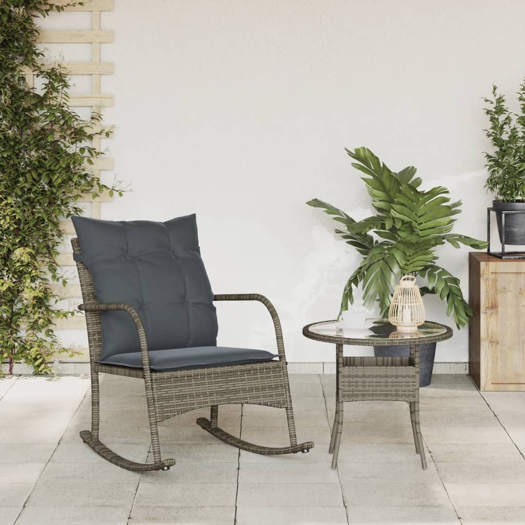 vidaXL Gartenstuhl Garten-Schaukelstuhl mit Kissen Grau günstig online kaufen