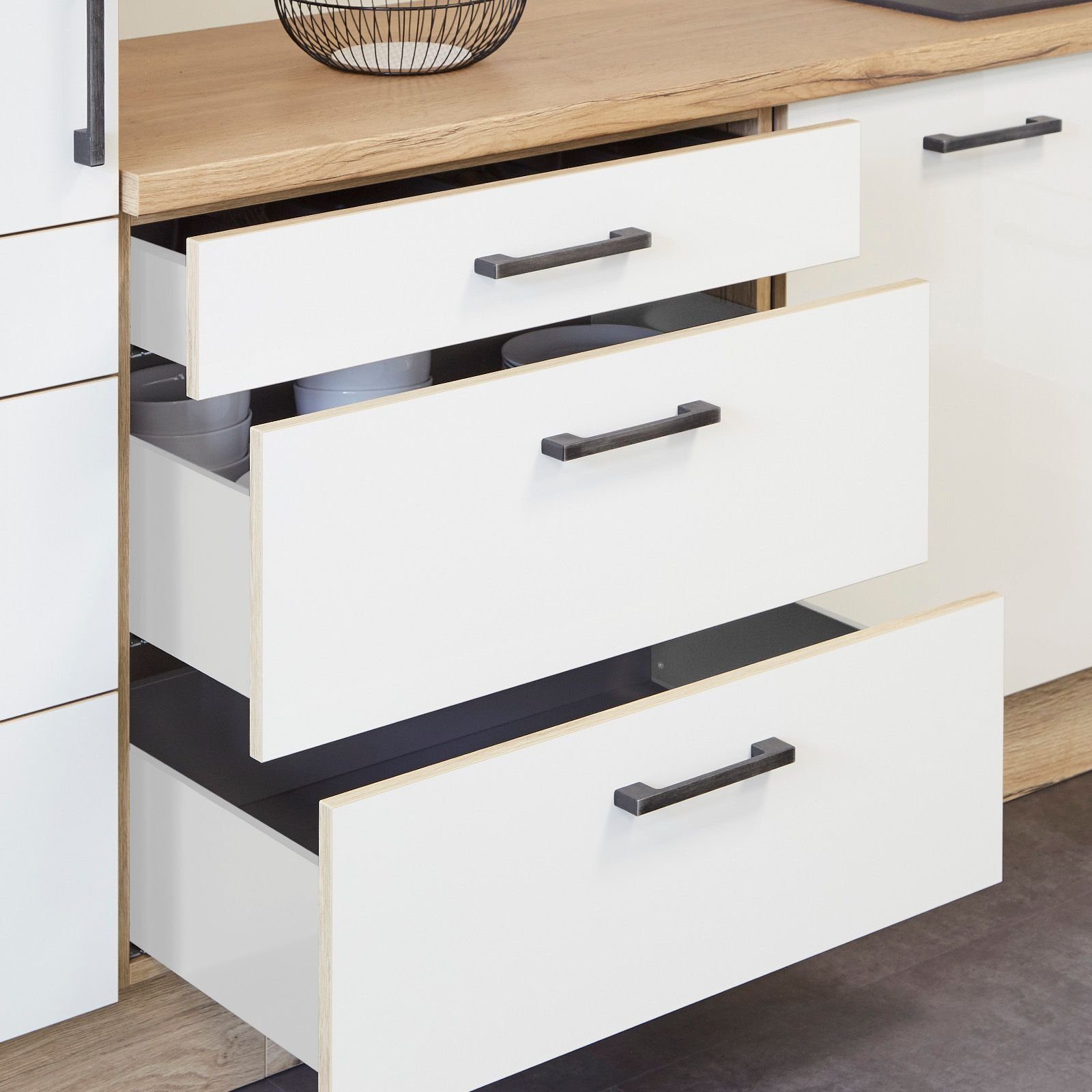 SO-TECH® Schublade Schubladensystem JUNKER SLIM Höhe 116 mm Soft-Close, 40kg, Tiefe 450 mm, Zargenbreite 13 mm, weiß