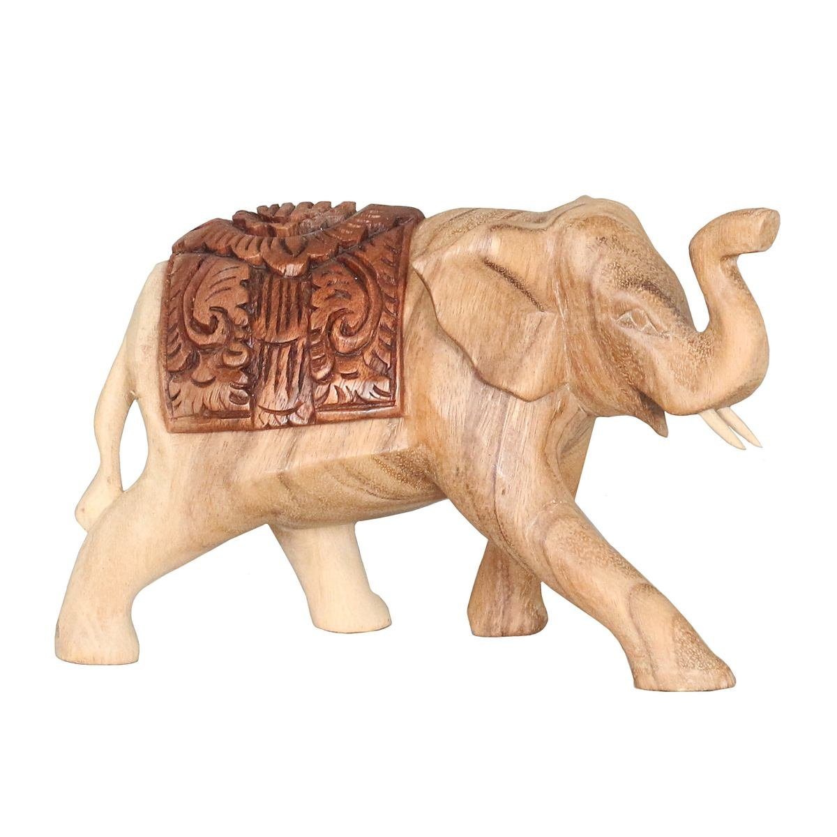Galerie Elefant Handarbeit cm (1 Farbig Skulptur traditionelle Ursprungsland Dekofigur aufwendiger mit St), Schnitzerei im in Oriental 15 Herstellung 2