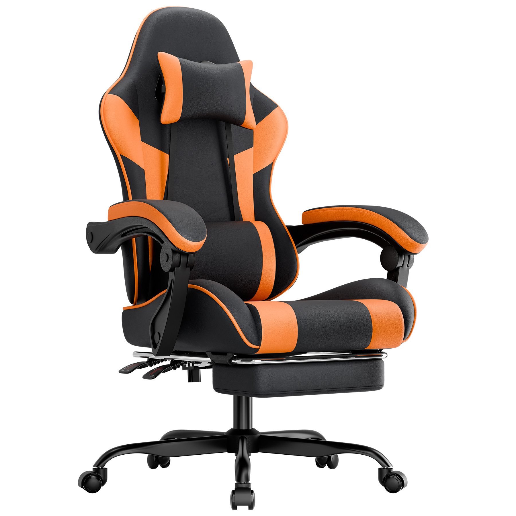 GLP Gaming-Stuhl Ergonomisch (Set), Bürostuhl mit Fußstütze, Kopfkissen & Synchronarmlehnen