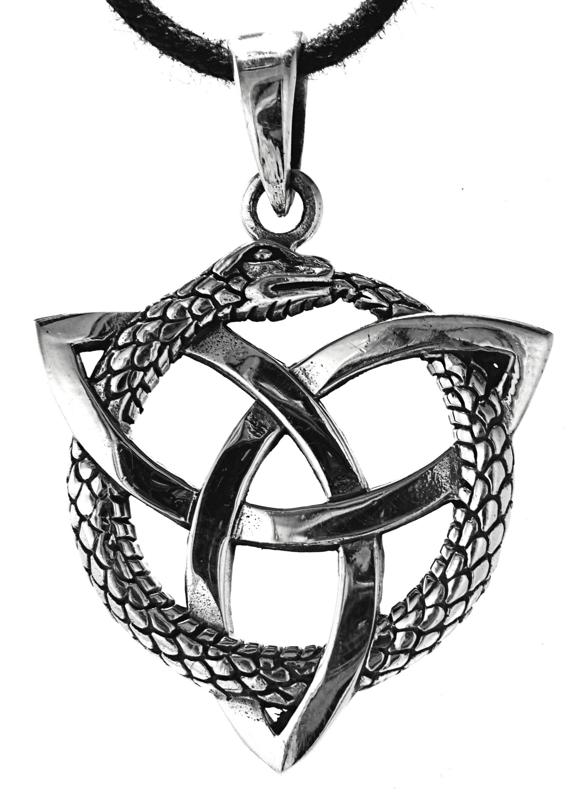 Kiss of Leather Kettenanhänger Trinity Knoten mit Schlange aus 925 Sterling Silber Triqueta