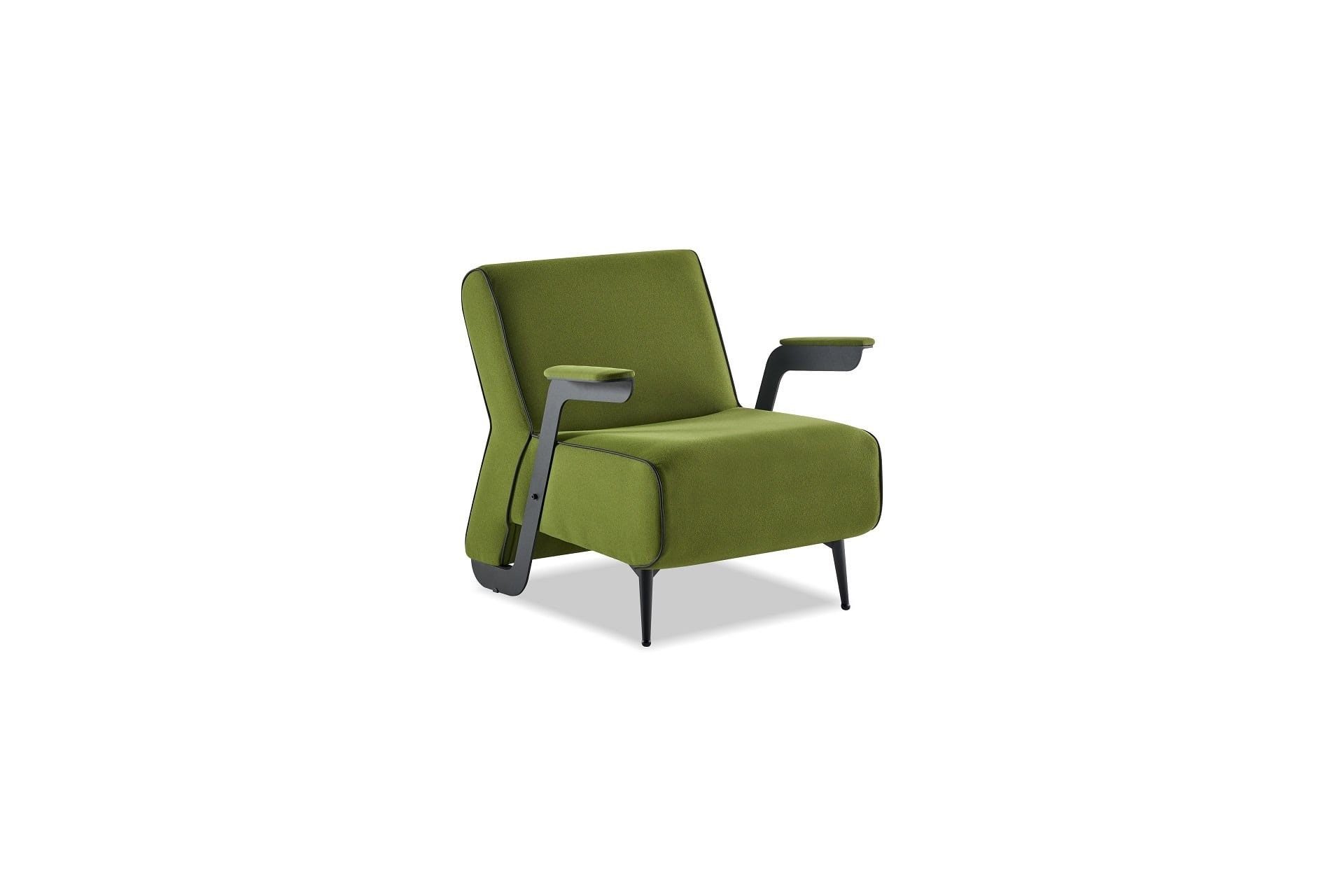 Xlmoebel Relaxsessel Sessel modern olivgrün elegant Leder minimalistisch vielseitig Metall (1-St., 1-tlg)