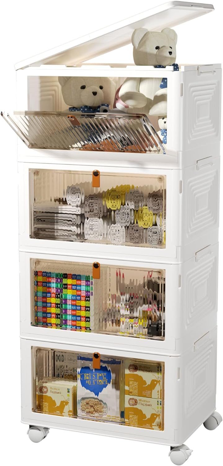 POPOLIC Aufbewahrungsbox Stapelbare Aufbewahrungsbox mit Rädern, günstig online kaufen
