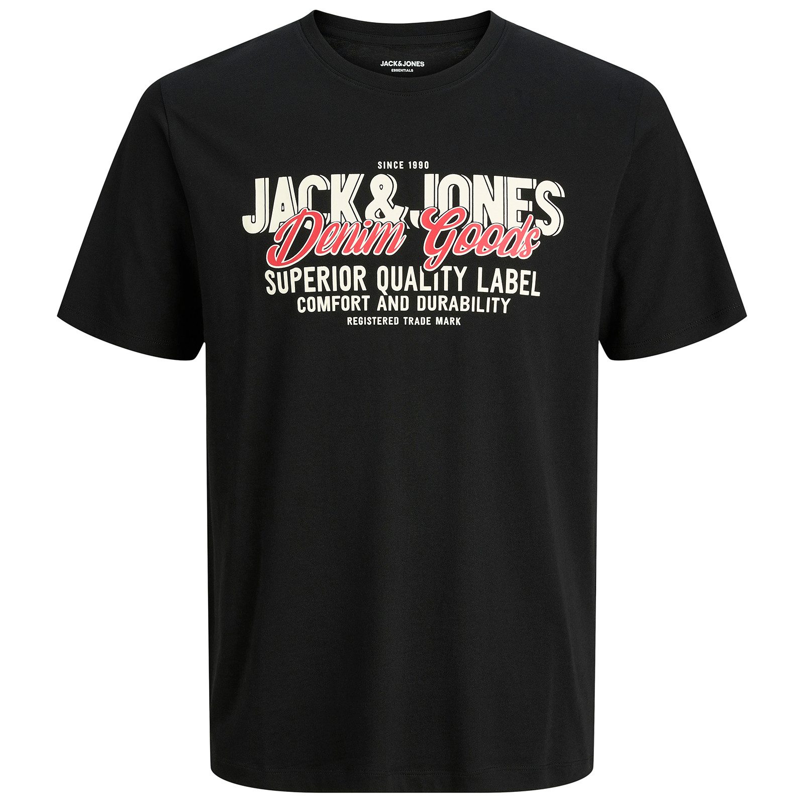 Rundhalsshirt Jack&Jones T-Shirt XXL schwarz großer Logoprint