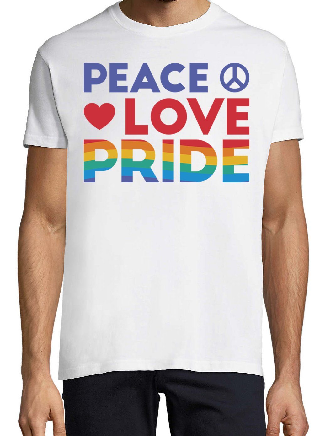 Youth Designz T-Shirt Peace Frontdruck Trendigem Herren T-Shirt Love Weiss mit Pride