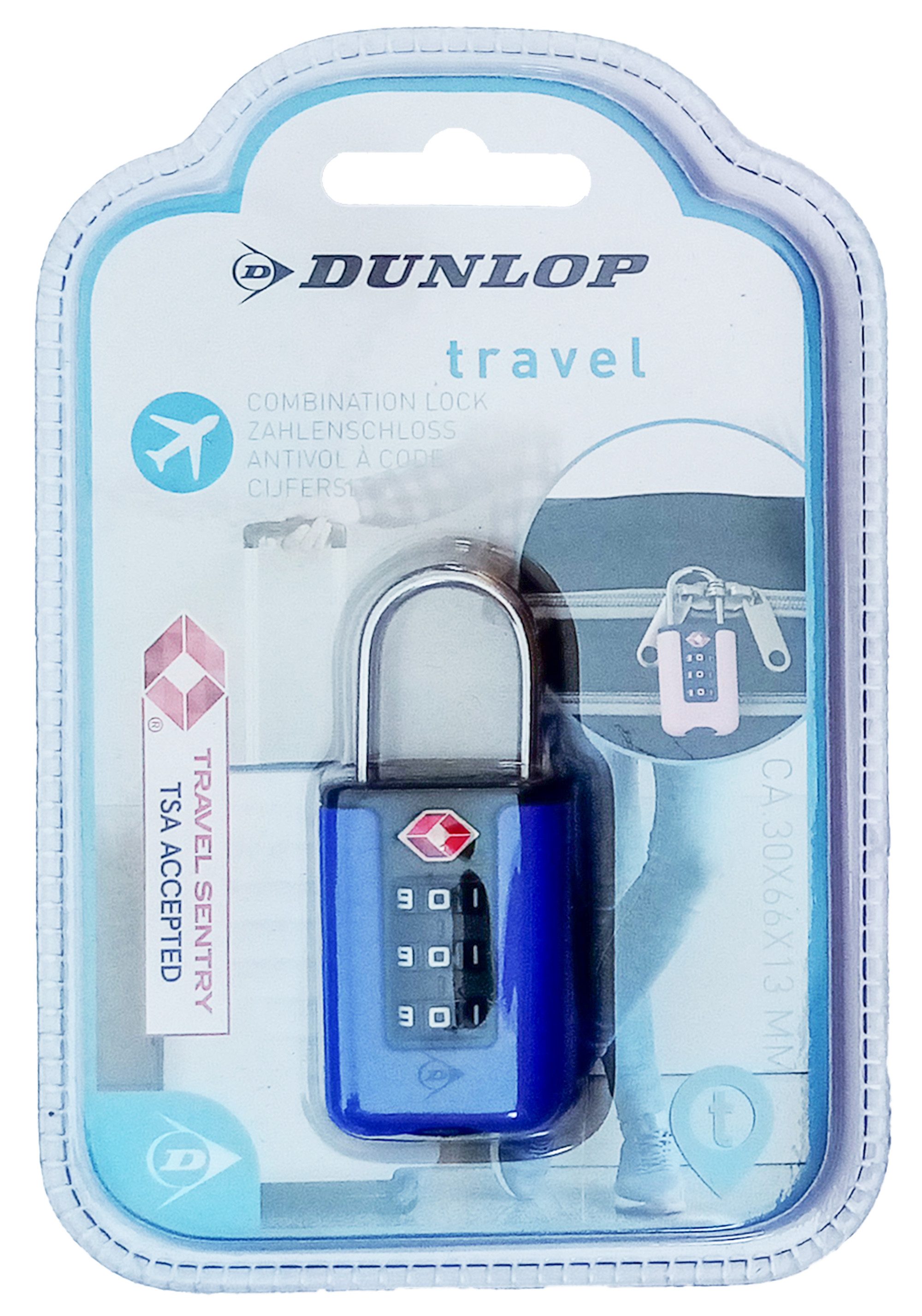 Dunlop TSA-Vorhängeschloss ZAHLENSCHLOSS TSA Kofferzahlenschloss Vorhangzahlenschloss 71 (Blau), Reiseschloss Gepäck Schloss Zahlenkombination Vorhängeschloss