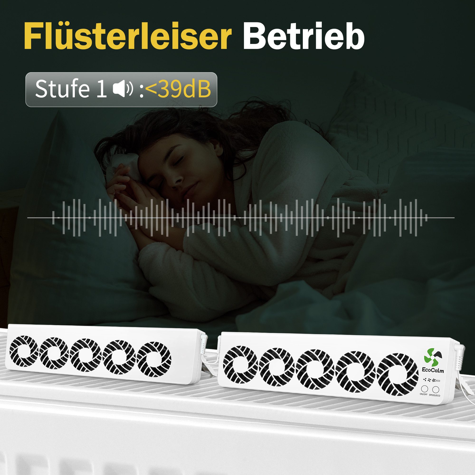 ecoCalm Heizkörperventilator Effizienzsteigerung und Energieeinsparung, mit 10 Lüftern und intelligentem Thermostat