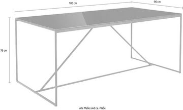 INOSIGN Esstisch Esra, Gestell aus Metall, Tischplatte aus Glas