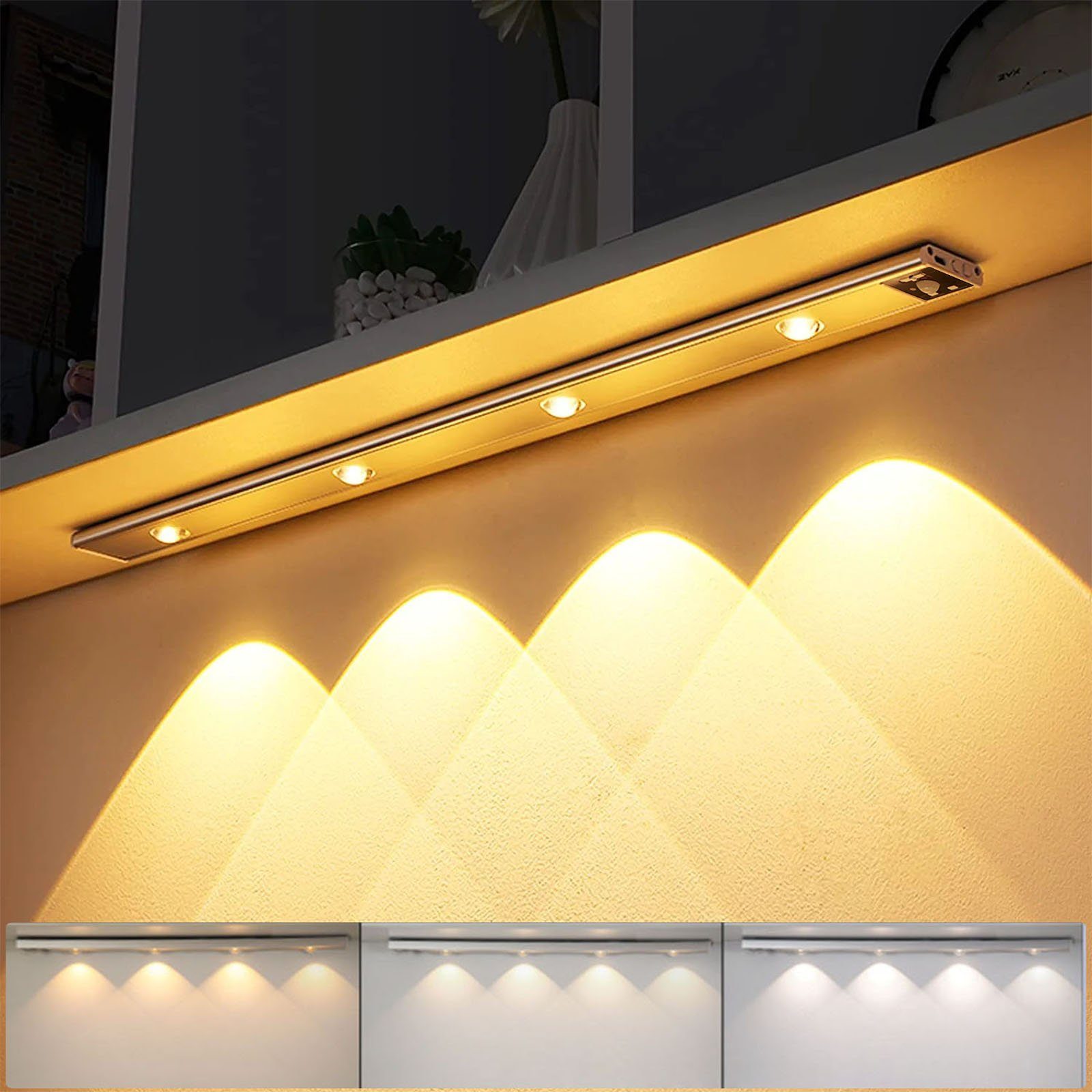 LED Unterbauleuchte Kabellos, wiederaufladbar, 3 farben, dimmbar, für Schrank