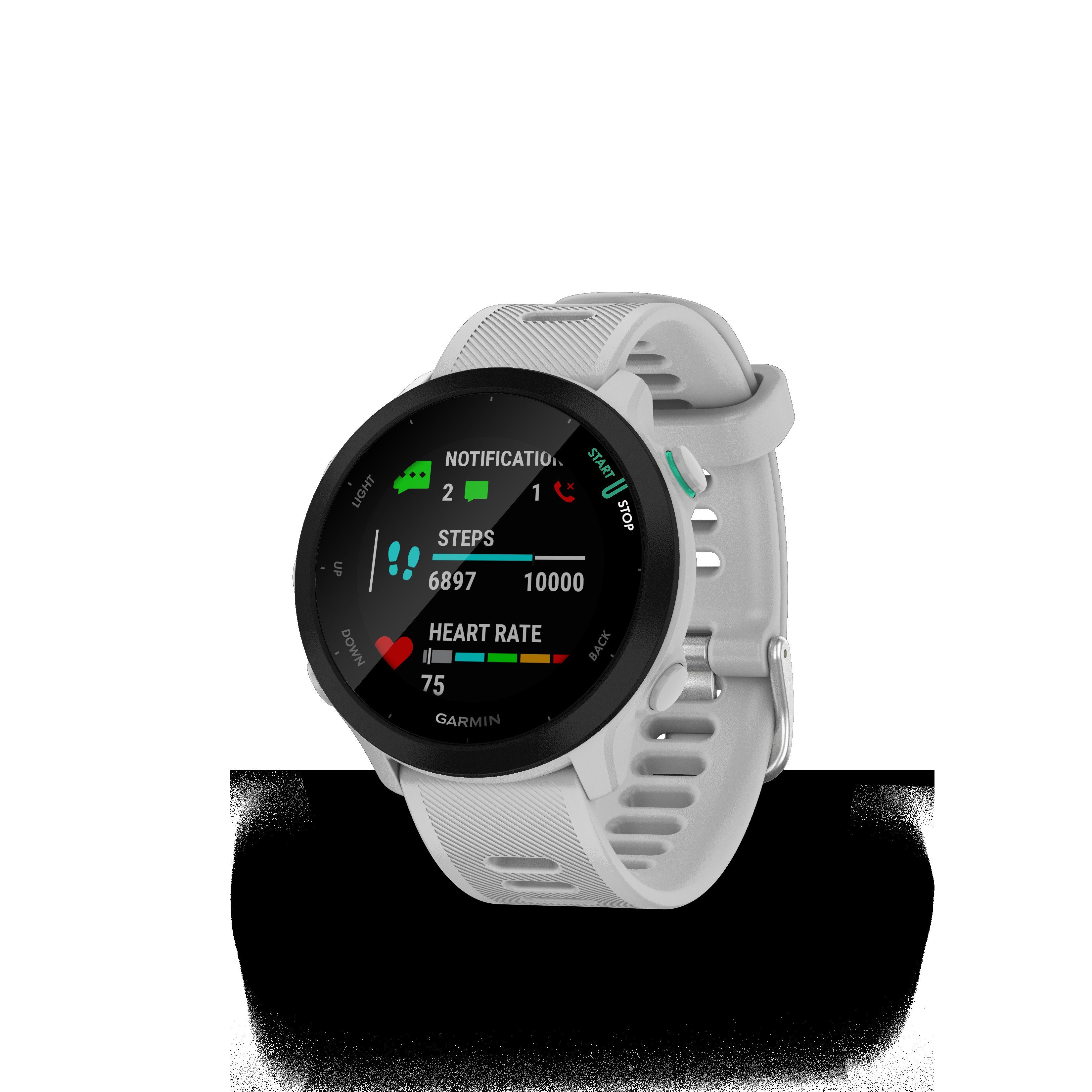 Garmin FORERUNNER 55 Multisport- schwarz/weiß | Weiß Zoll, cm/1,04 Smartwatch Garmin), GPS-Laufuhr (2,64