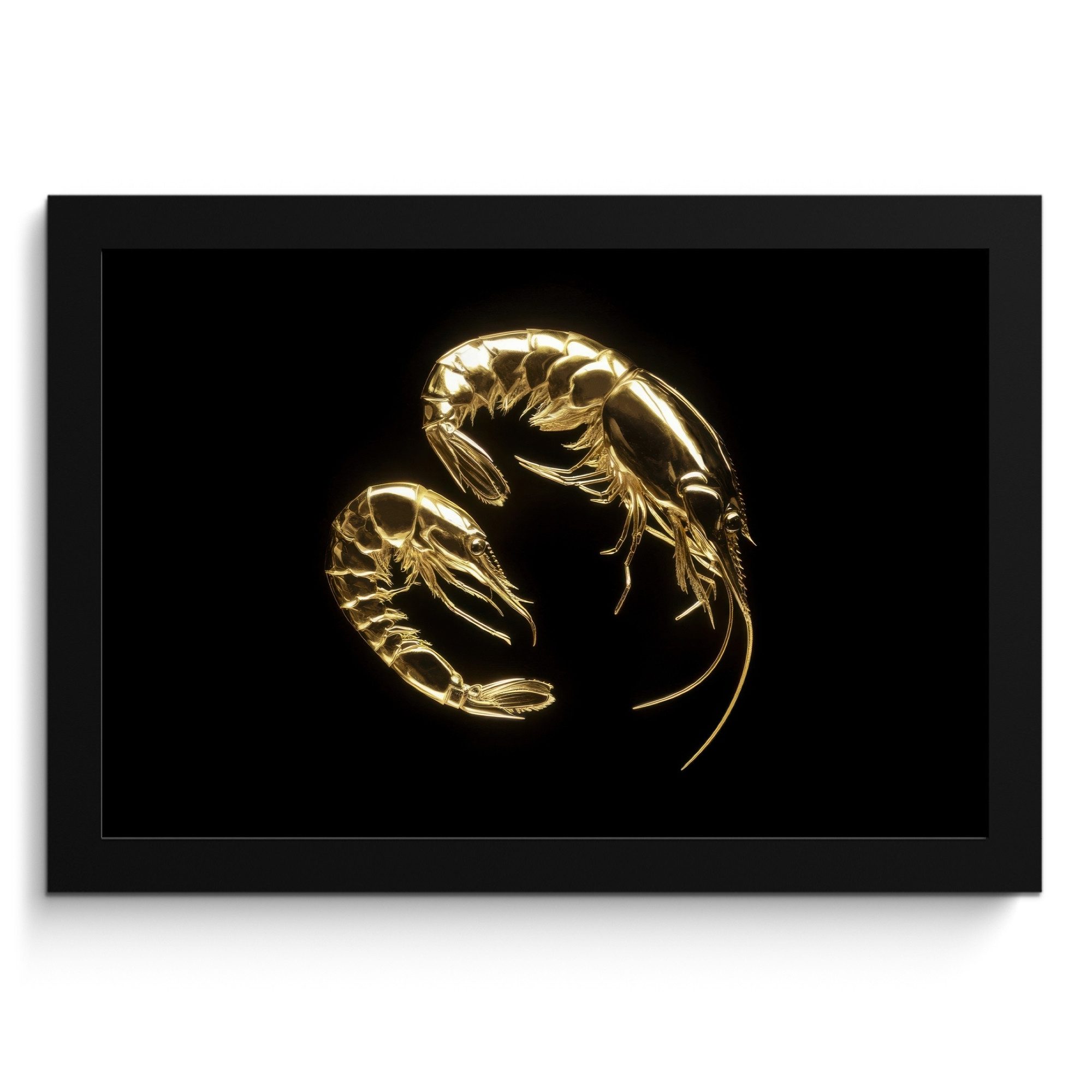 Poster Shrimps - Schwarz - Gold - Tiere