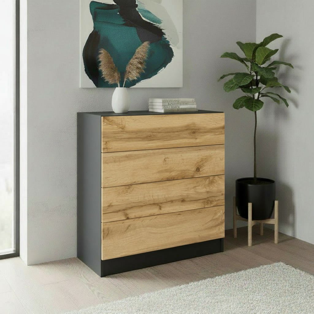 borchardt Möbel Kommode Vaasa, Breite 76cm, Höhe 79cm, grifflos, Breite 76 cm
