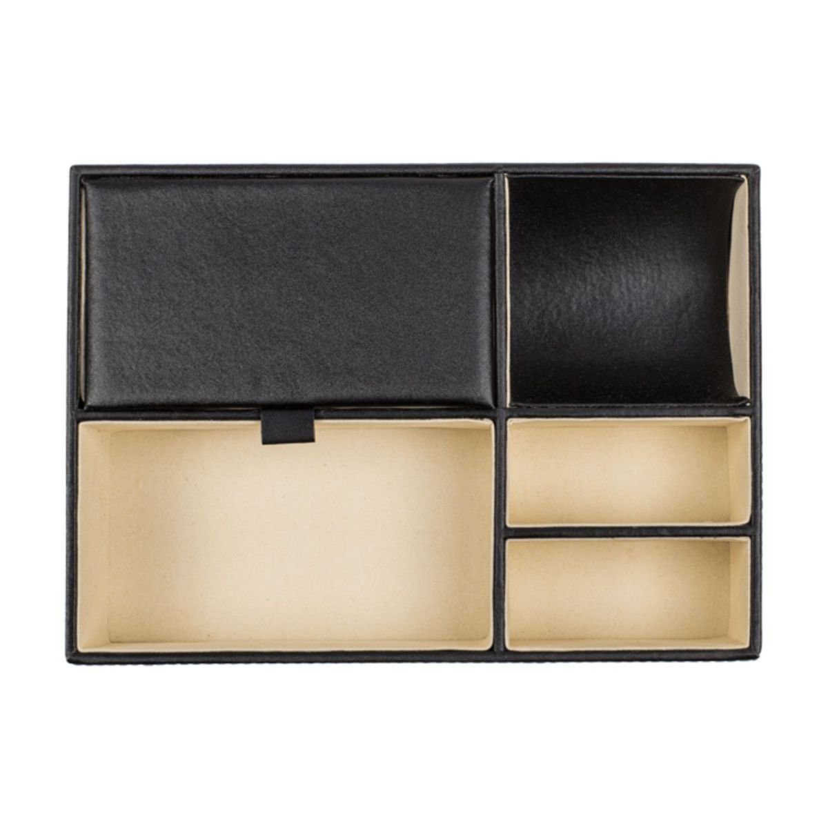 OOTB Stapelbox Utensilien-Organizer aus Kunstleder Schmuckschatulle ca. 25 x 18 cm, 5 Fächer