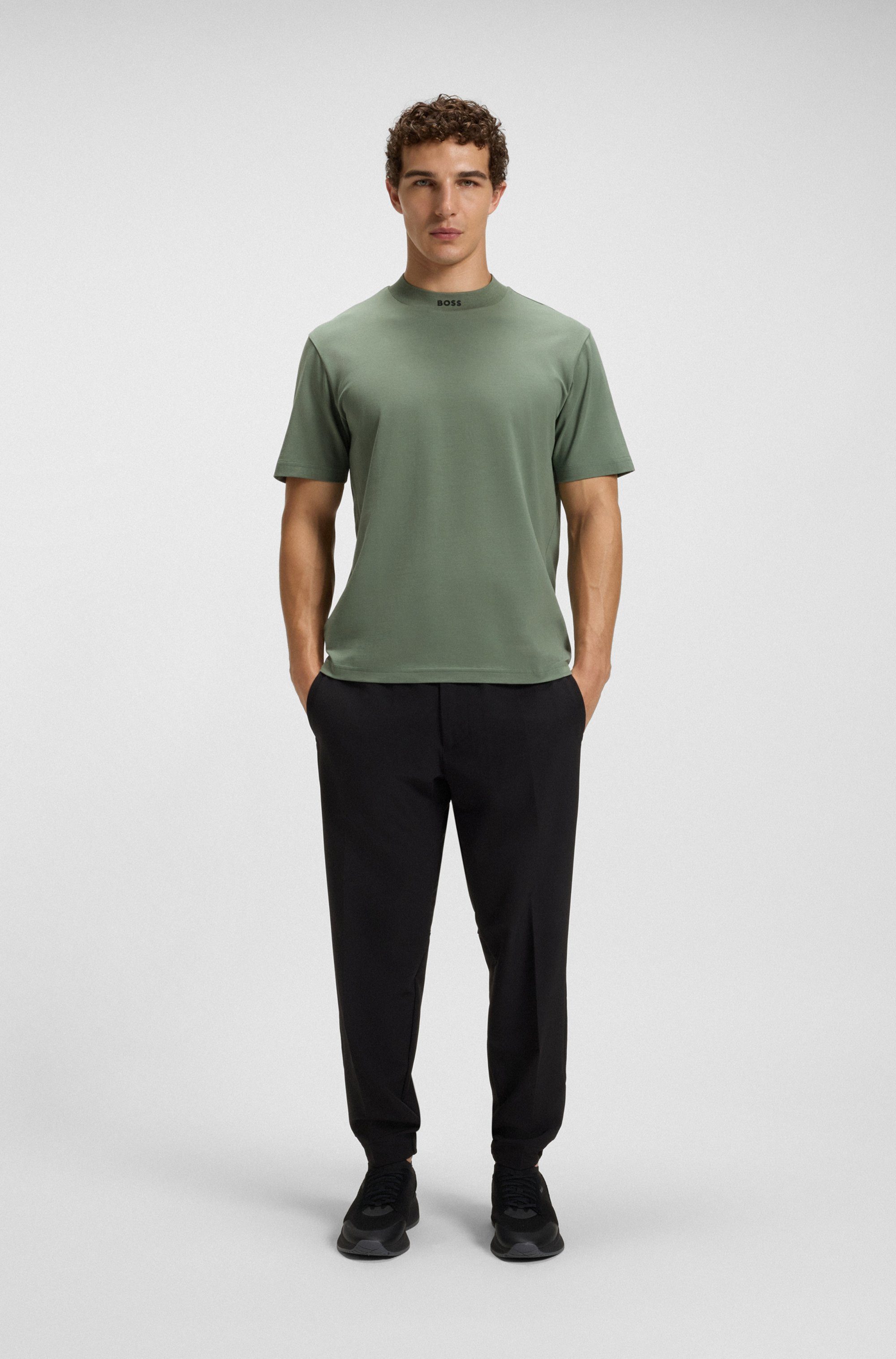 BOSS GREEN T-Shirt Tee Collar Zone mit Logo am Ausschnitt