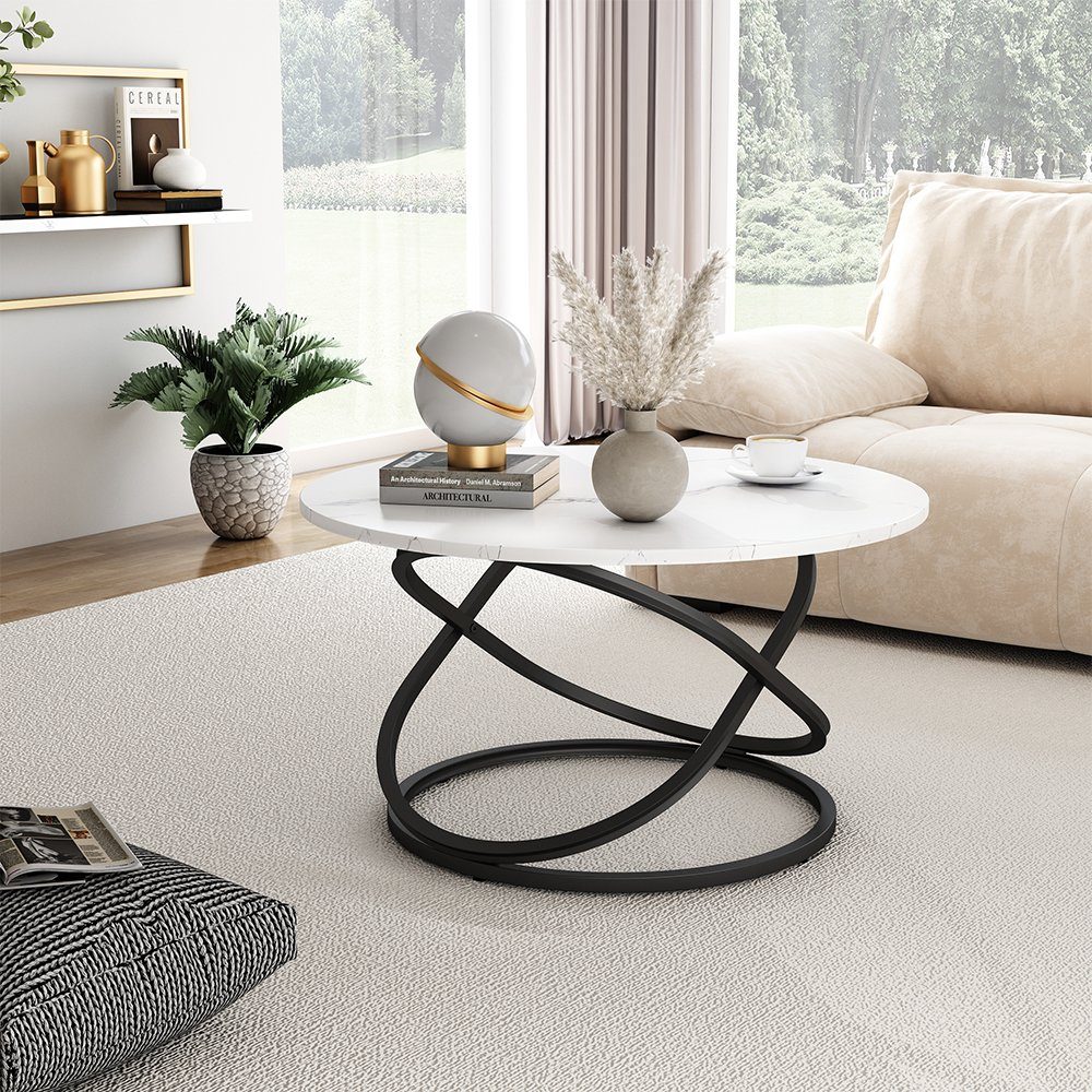 Vicco Couchtisch Calgary, Weiß/Schwarz, 79.5 x 62 cm mit großer Arbeitsfläche (1-St)