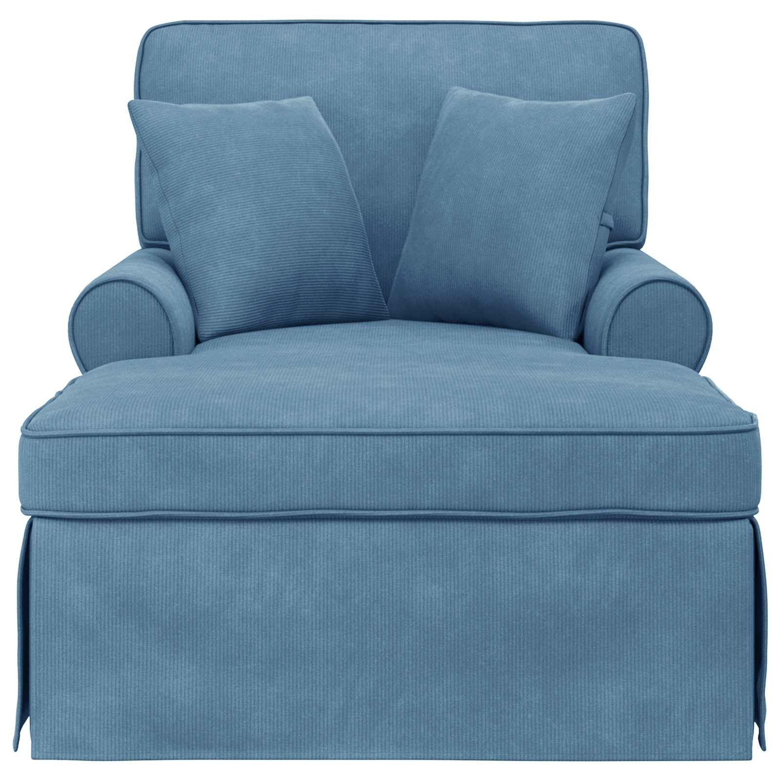 vidaXL Chaiselongue Chaise Lounge mit Rock mit Kissen 3 pcs Blau Cordstoff, 3 Teile
