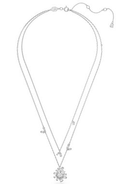 Swarovski Kette mit Anhänger Gema Halskette im Lagenlook, Blume, Weiß, Rhodiniert, 5644658, mit Swarovski® Kristall