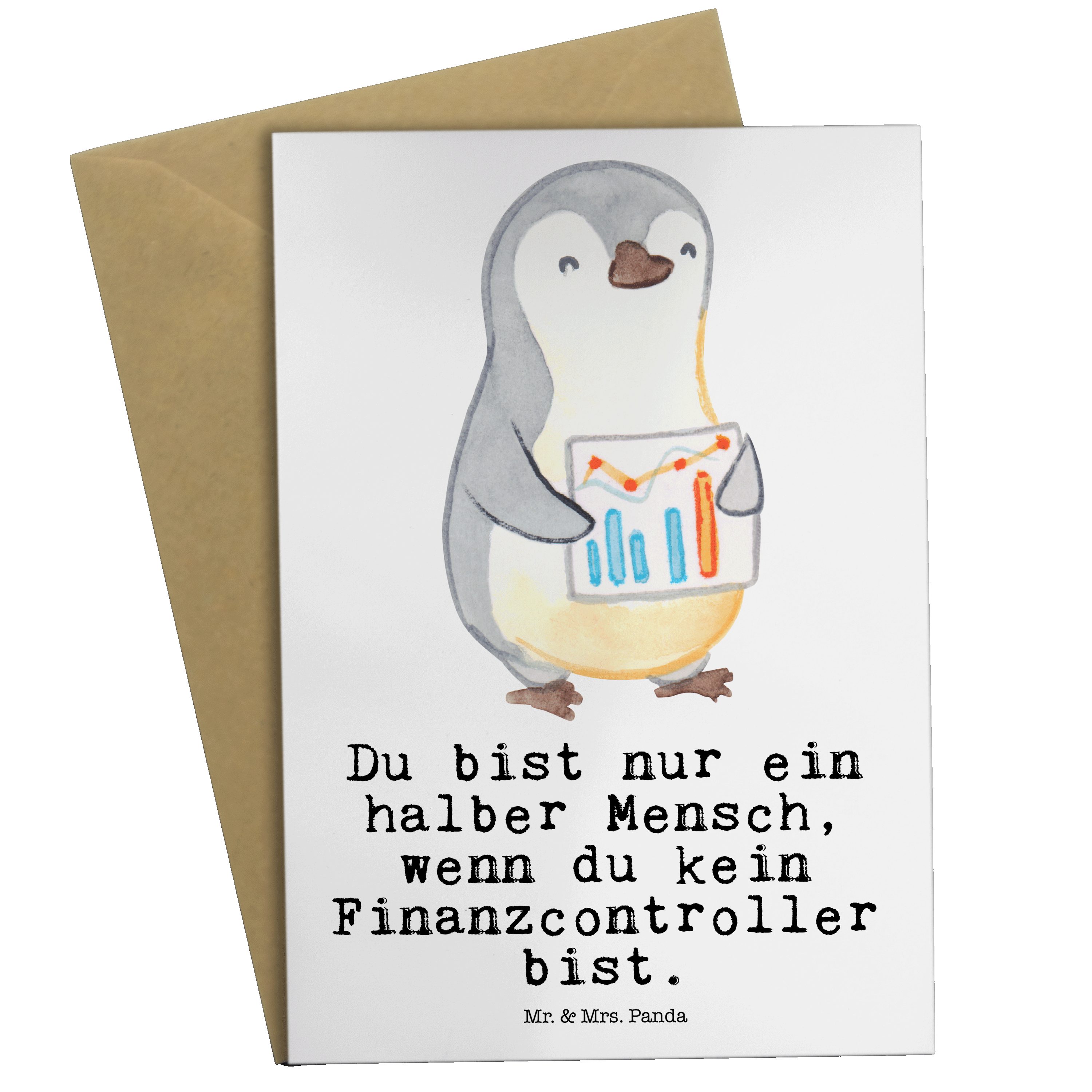 Herz & mit Finanzcontroller Firma, - Mrs. Geschenk, Weiß Karte, Glückwunsc Panda - Grußkarte Mr.