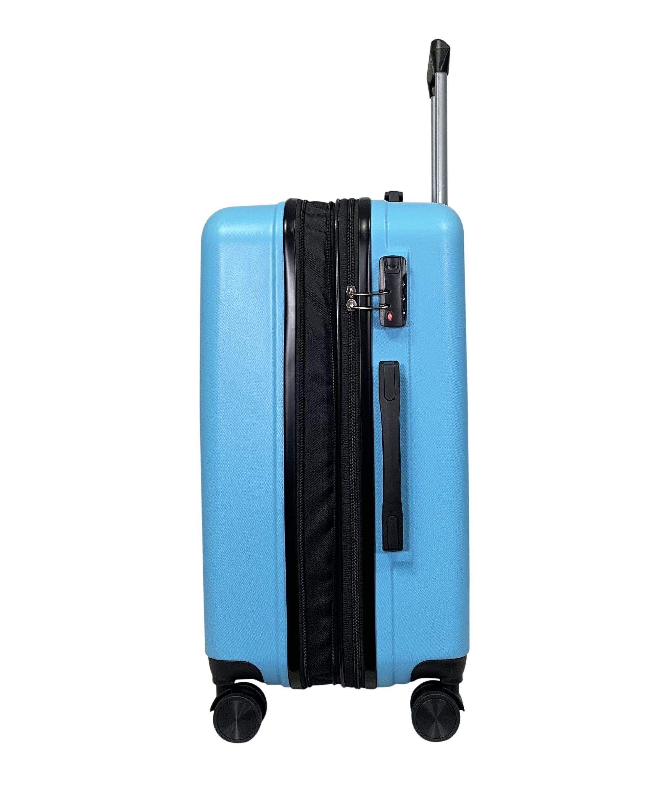 MTB Koffer Hartschalen Reisekoffer ABS (Handgepäck-Mittel-Groß-Set) Hellblau erweiterbar
