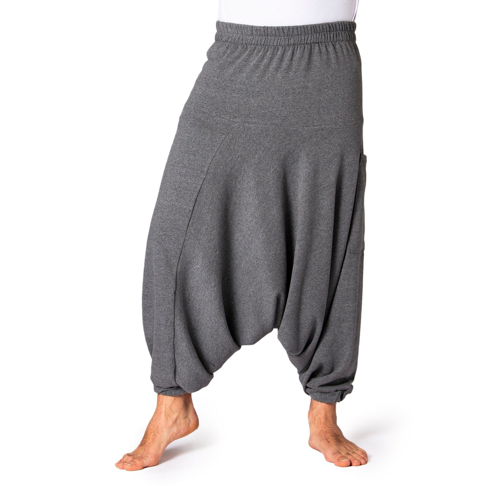 PANASIAM Relaxhose Aladinhose als bequeme Chillhose aus Jogginghosen-Stoff für Herbst und Winter warm gefütterte Baumwollhose fürs Sofa oder Homeoffice grau