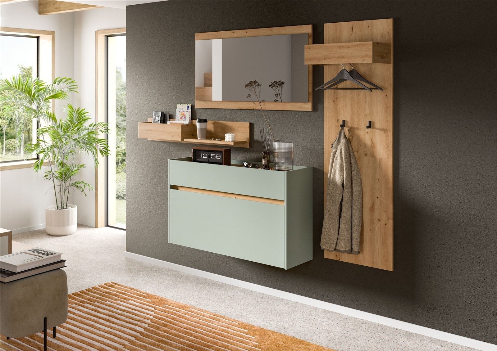 freiraum Garderoben-Set Drive, in Salbei - 192x205x32cm (BxHxT)