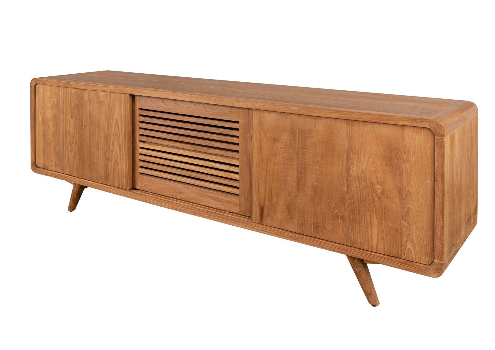 Massivmoebel24 TV-Board BUTON Teak Massivholz natur (Massivholz montiert 43 kg BUTON #104), Teak 180x45x60 cm (BxTxH) natur unbehandelt