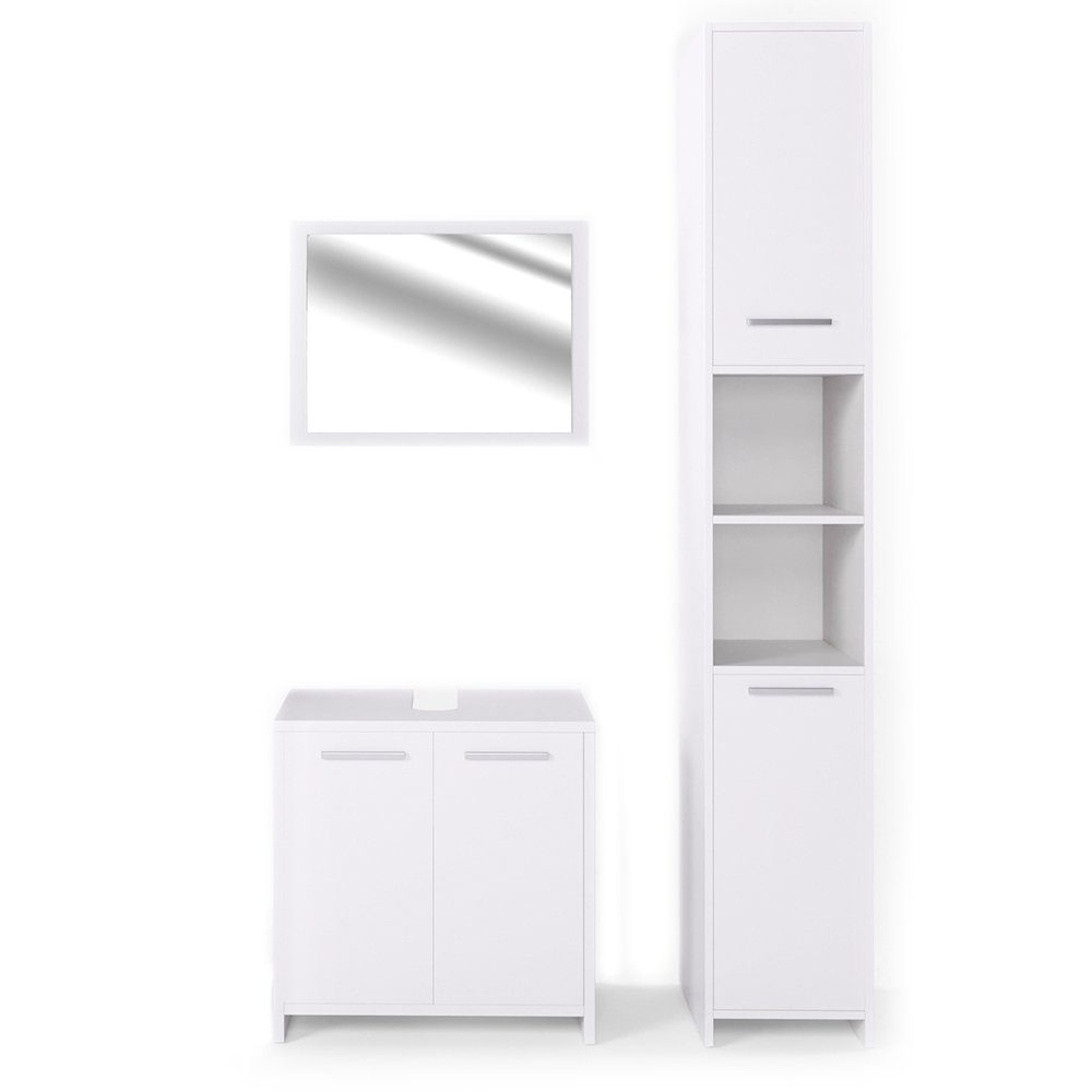 Vicco Badmöbel-Set Kiko, Weiß Hochglanz, 3 günstig online kaufen