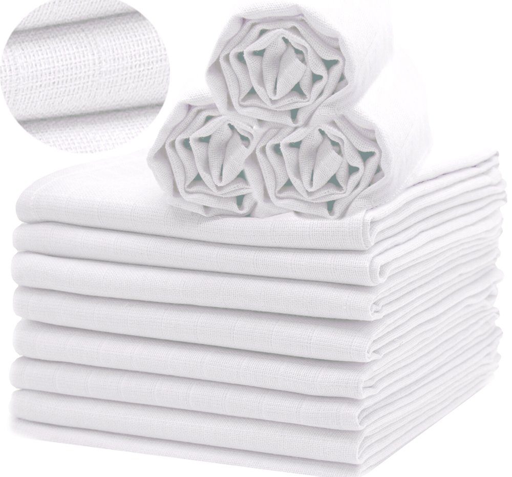 La Bortini Stoffwindeln Weiße Spucktücher 10 Stück Pack Baby Stoffwindeln 70 x 80 cm weiß