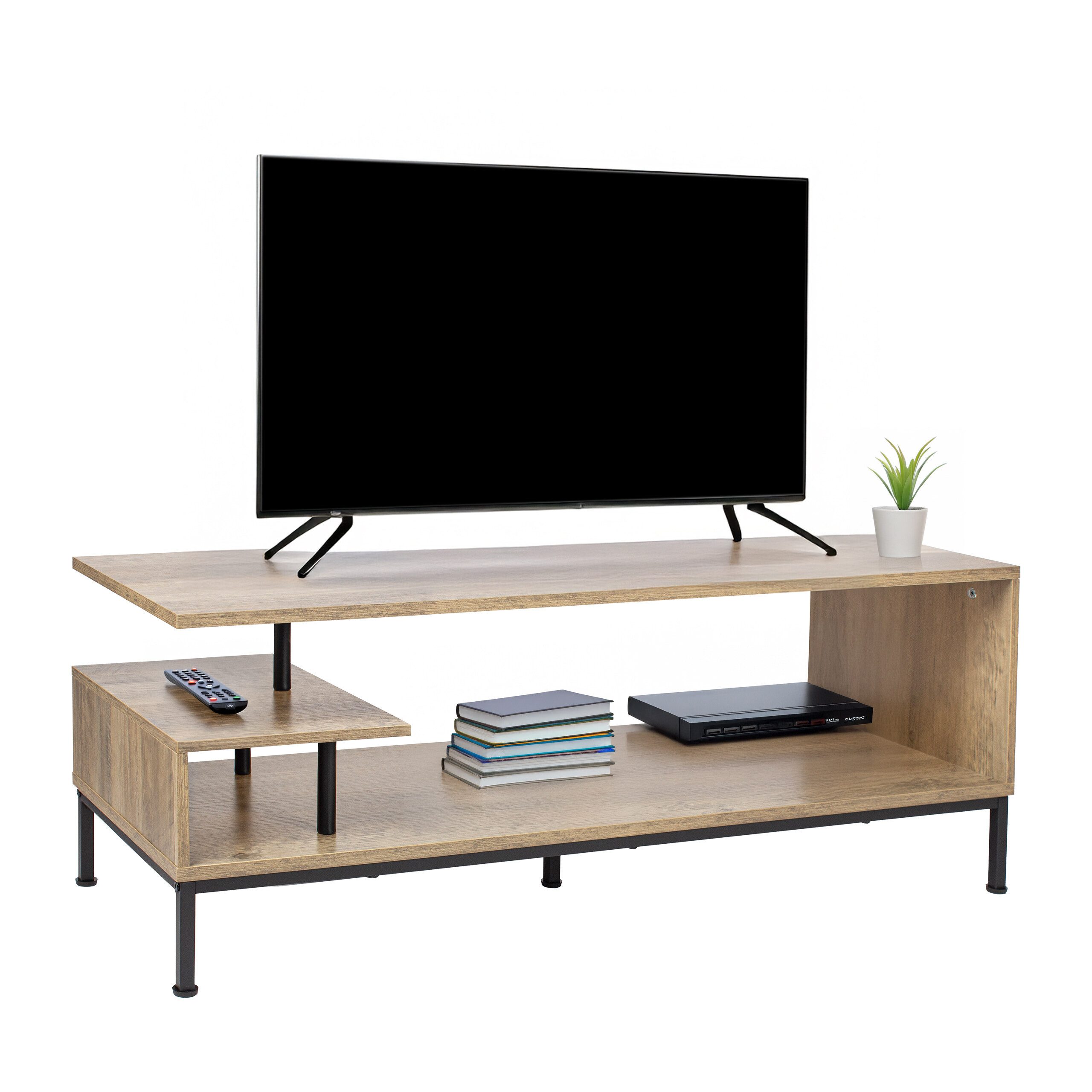 relaxdays TV-Bank TV Lowboard bis 55 Zoll, Holzoptik günstig online kaufen
