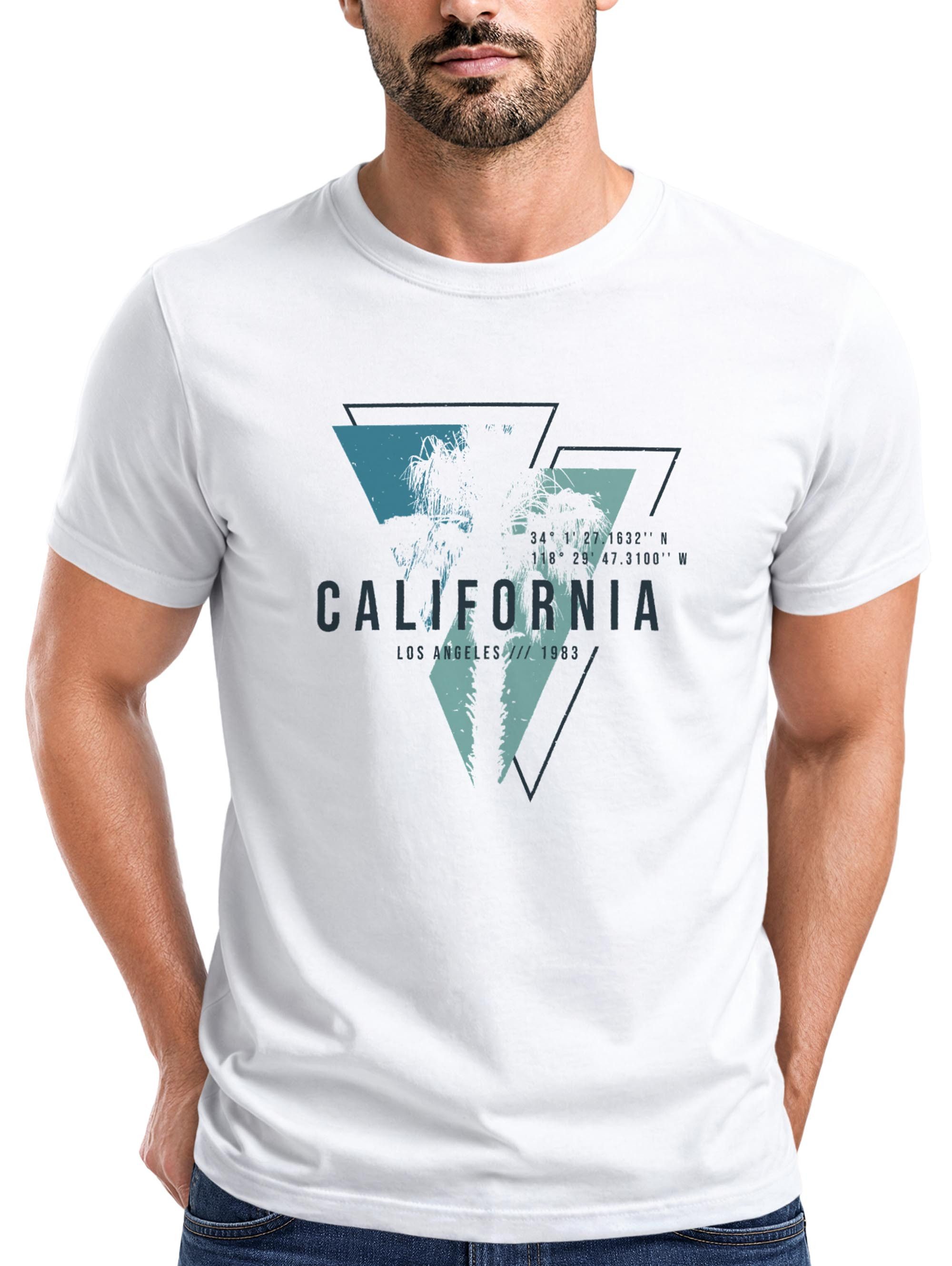 Neverless Print-Shirt Herren T-Shirt California Los Angeles Surfing Motiv Sommer Fashion mit Print