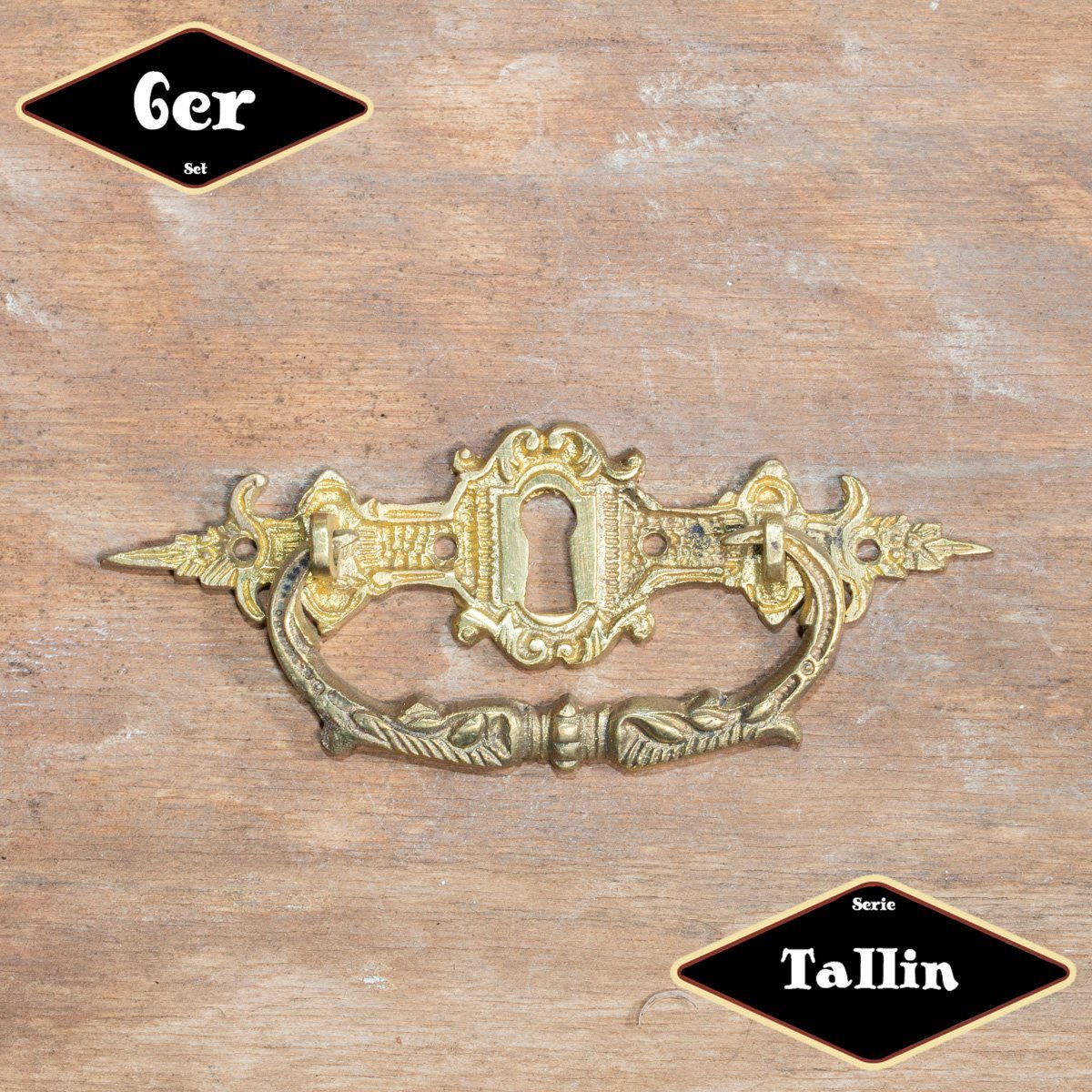 Möbelbeschlag Schubladengriff,Serie"Tallin",6er Pack, Gusseisen in Messing