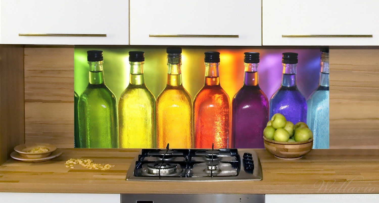 Regal, im Bunte (1-tlg) Flaschen Küchenrückwand Wallario