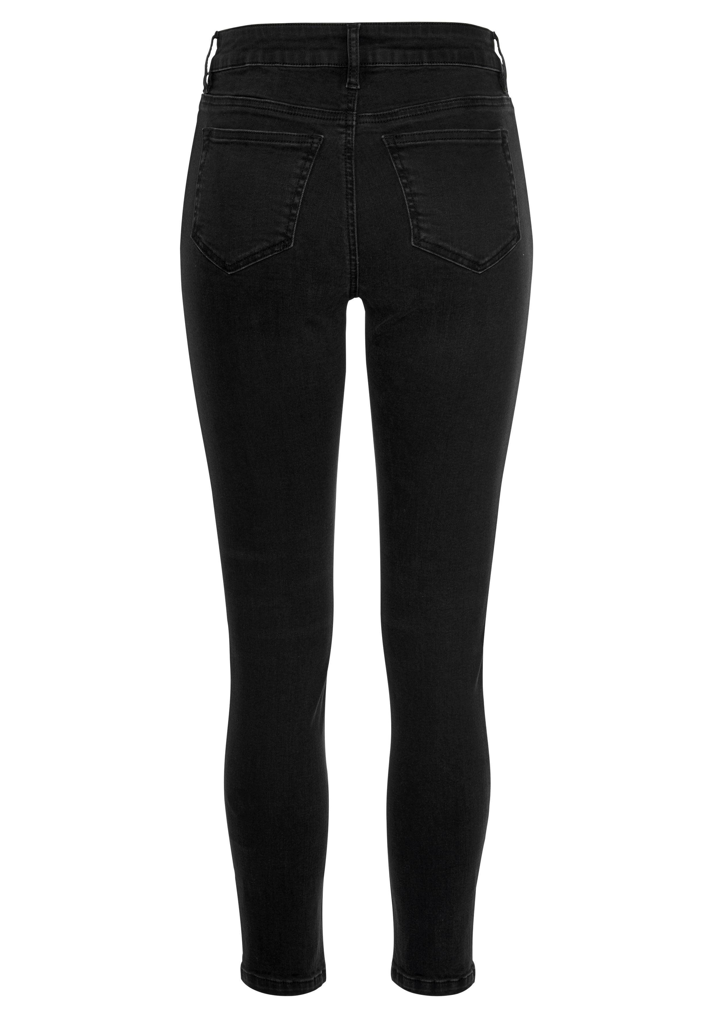 Buffalo High-waist-Jeans in schmaler Röhrenform mit bequemen Stretch modische Knopfleiste, schmale Skinny-Jeans, Stretch-Qualität – Bild 4 von 5