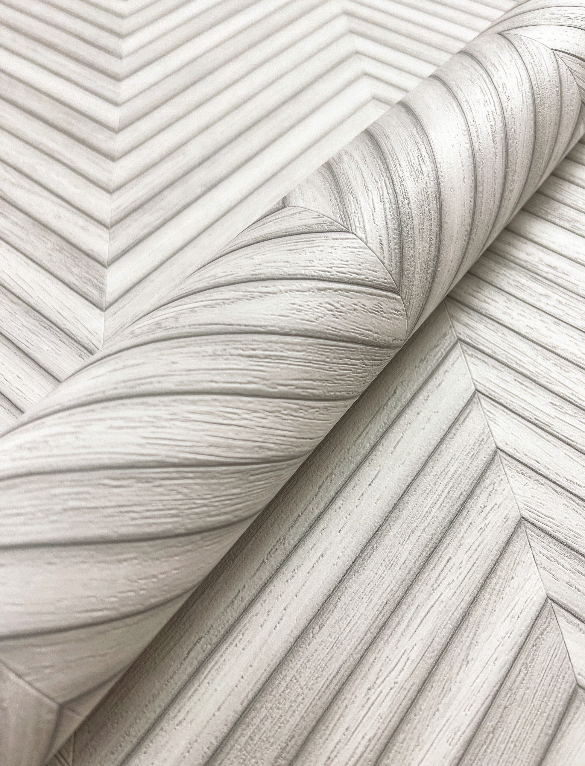 Newroom Vliestapete, Weiß Tapete Modern Holz - Holzwand Fischgrätenmuster H günstig online kaufen