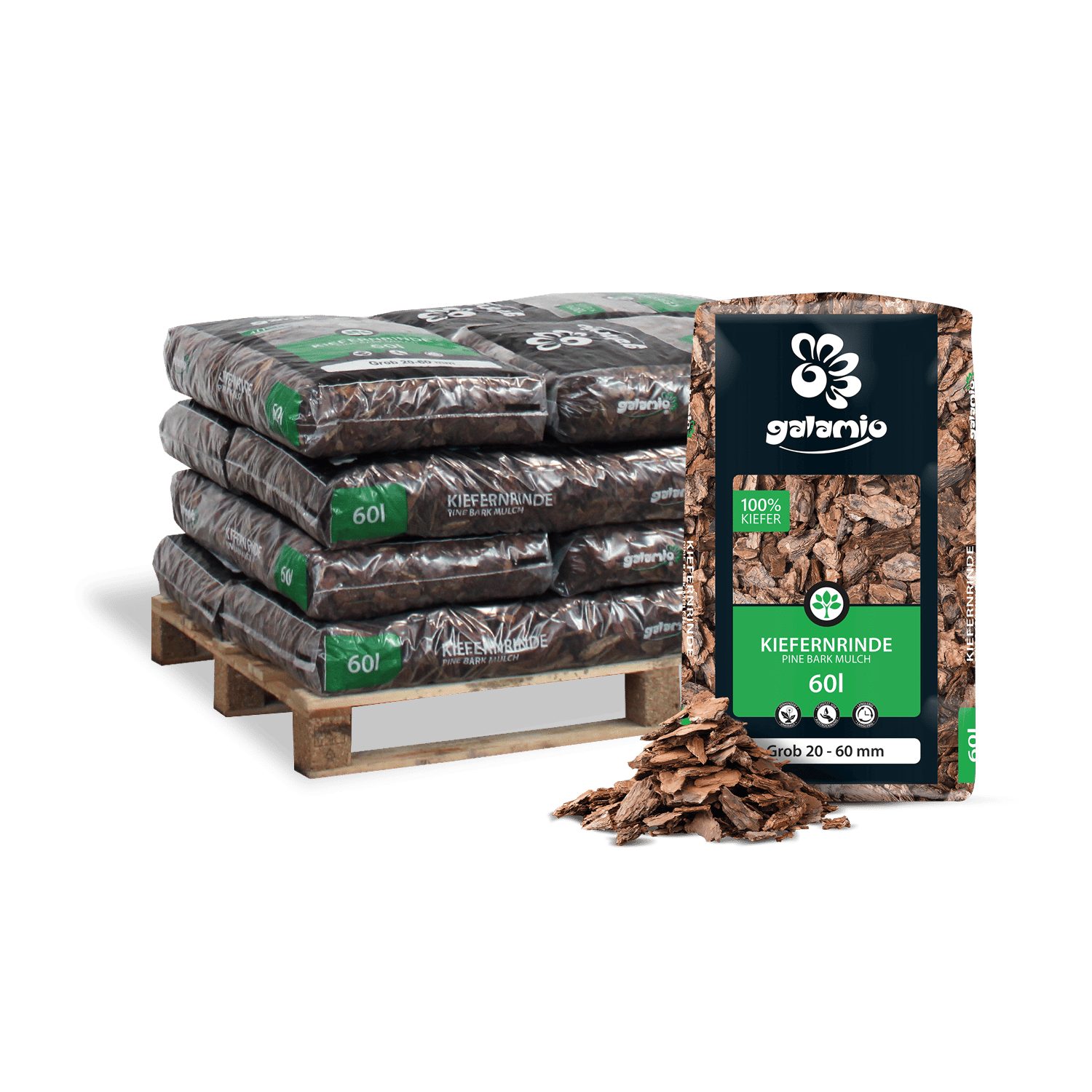 GALAMIO Rindenmulch Kiefer Grob, (Palette, 12-St)