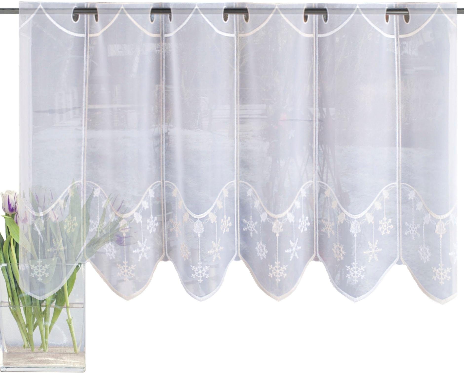 Scheibengardine ADRIANE, HOME WOHNIDEEN, Stangendurchzug (1 St), transparent,  Microfaser, HxB: 45x130, bestickt, transparente, leichte Stoffe sind  komplett lichtdurchlässig