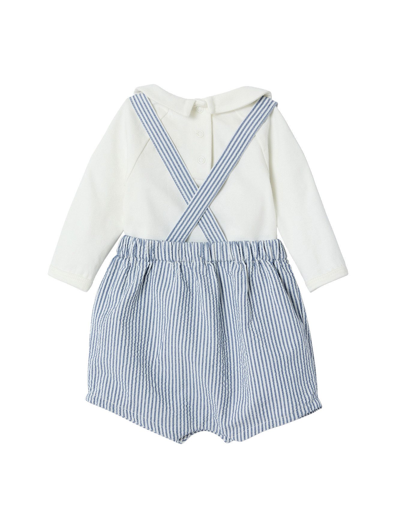 vertbaudet Overall Baby-Set: Body & gestreifte Latzshorts