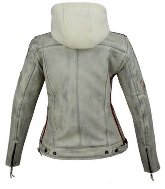 Alpha Speeds Motorradjacke Damen Leder Jacke Biker Freizeit Highway Jacke Weiß aus weichem Lammleder, mit Protektoren & Kapuze