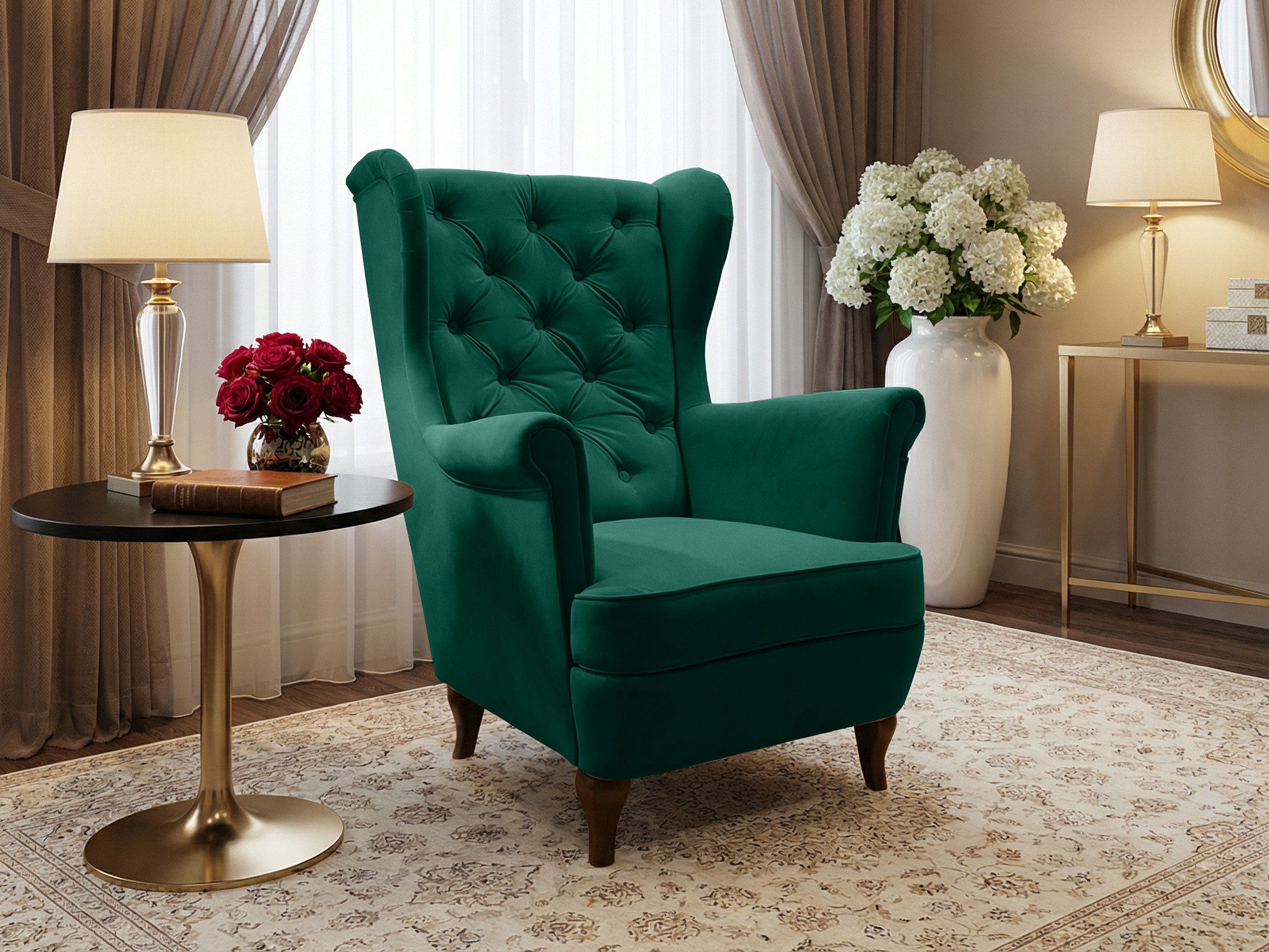 Beautysofa Ohrensessel Sessel FALCO Chesterfield Wohnzimmersessel Fernsehsessel