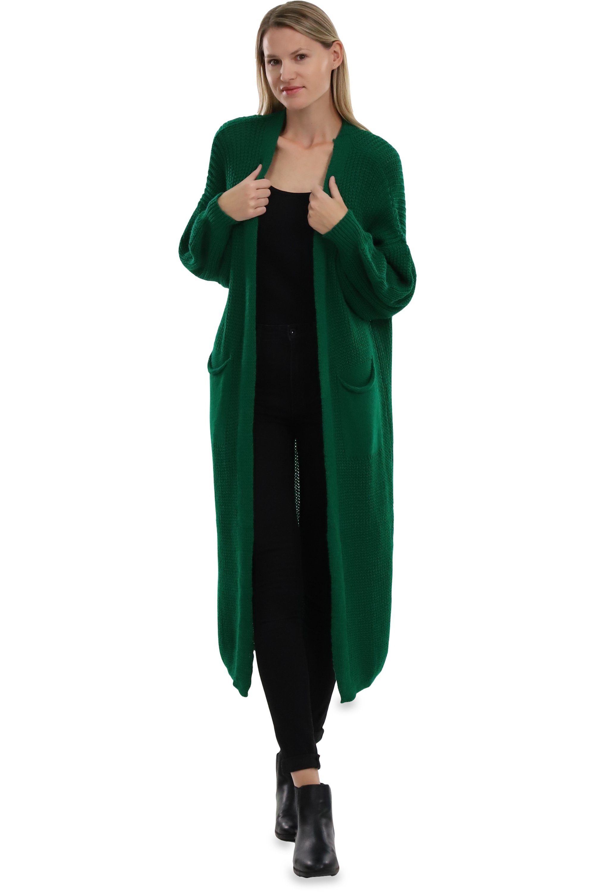 malito more than fashion Longstrickjacke malito Damen Strickmantel, schicker Cardigan, moderne Wollmantel, offene lange Strickjacke in Grobstrick-Optik – Bild 4 von 4