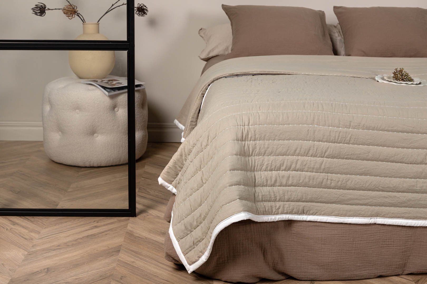 beige, St) Gardine (1 Juni Tagesdecke 150x250cm ebuy24, weiß.,