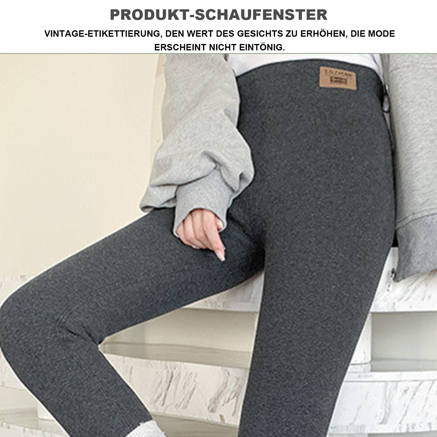 Refttenw Thermoleggings Verlängert Leggins Gefütterte Highwaist Damen Stretch-Hose mit Shaping Effekt