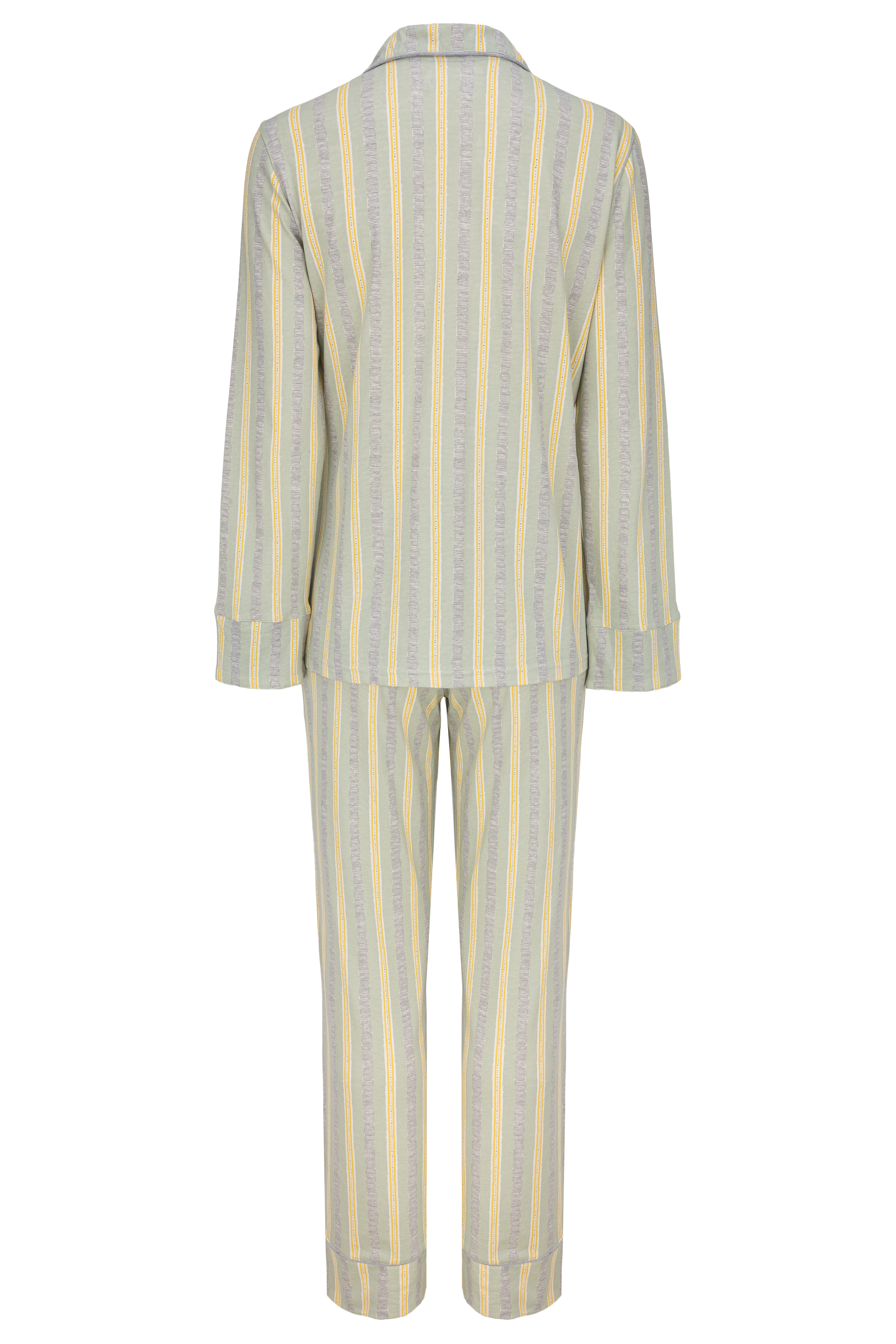 SNOOZE OFF Pyjama Schlafanzug in grün-gelb-grauen Streifendesign (2 tlg., 1 günstig online kaufen