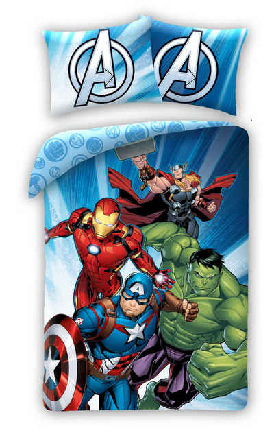 Bettwäsche Marvel Avengers Bettwäsche Set Kopfkissen Bettdecke für 135 140x200 cm, MARVEL, Renforcé, 2 teilig, 100% Baumwolle