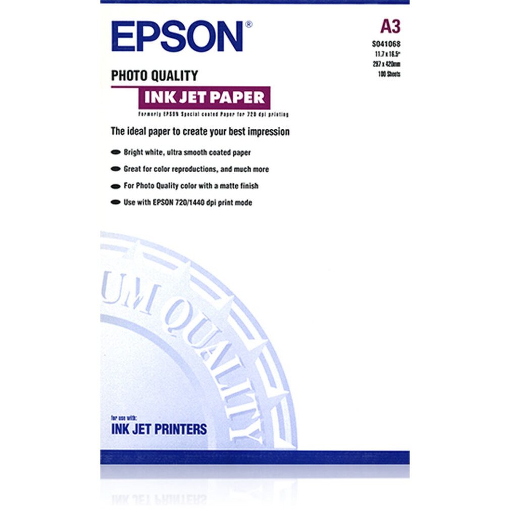 Epson Drucker- und Kopierpapier Fotopapier C13S041068 DIN A3 matt 102 g/qm 100 Blatt