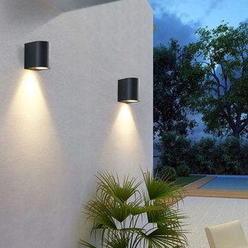oyajia LED Wandleuchte 2 Stück 3W Wandlampe,IP65 Anthrazit Downlight, Warmweiß, IP54 Wasserdichte Innen/Außen Scheinwerfer für Balkon, Gehweg, Flur
