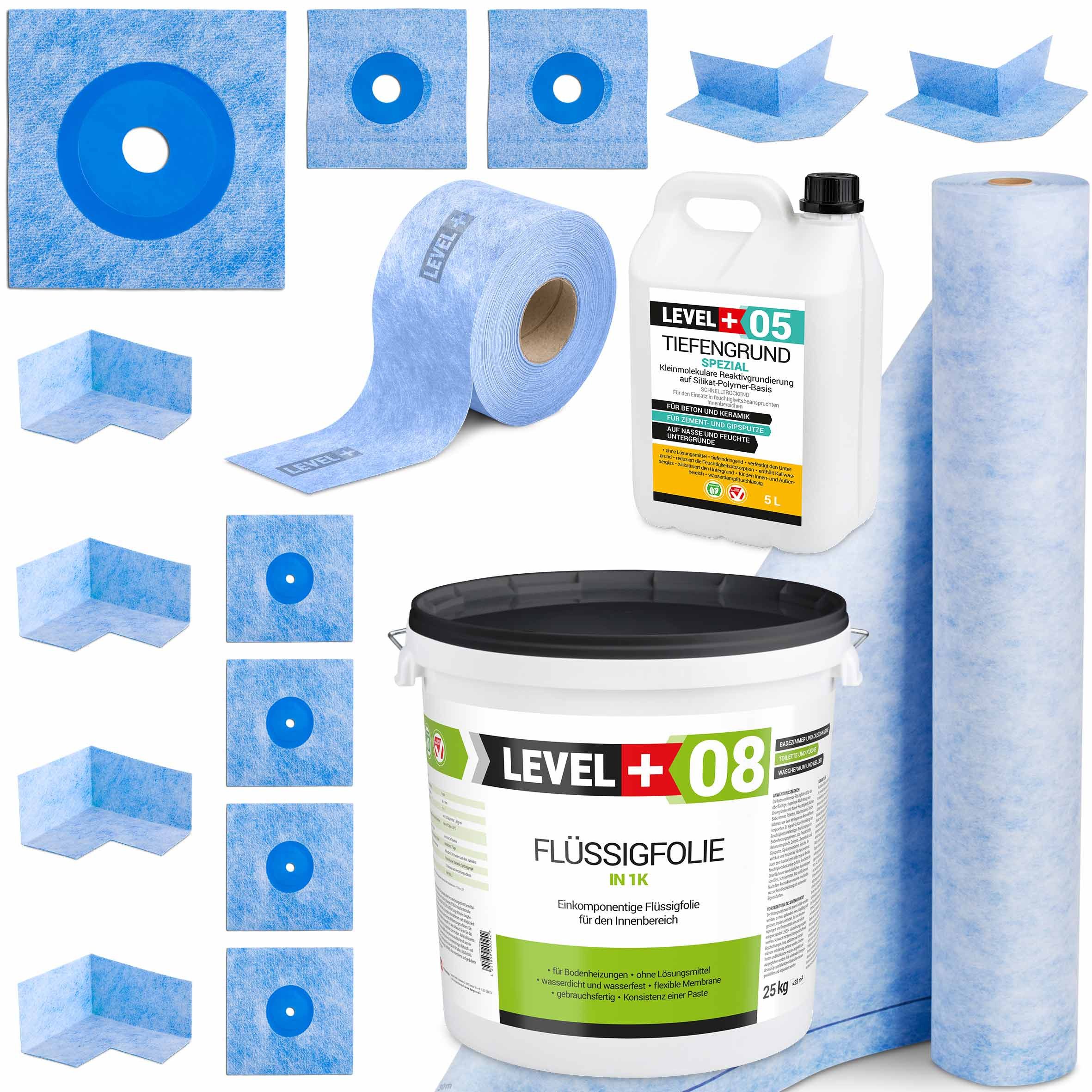 Level+ Dichtstoff Dichtset für Duschabdichtung Bad Dichtband Flüssigfolie 2 günstig online kaufen